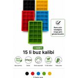 Evolis Kitchen 1 Adet 15 Bölmeli Büyük Boy Silikon Buz Kalıbı-Kare Buzluk Kokteyl Sunum Buz Kalıbı Et Suyu Saklama - 183 ml