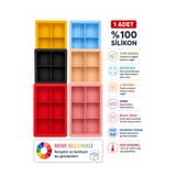 Evolis Kitchen 1 Adet 6 Bölmeli Büyük Boy Kapaklı Silikon Buz Kalıbı Silikon Kare Buzluk Kokteyl Sunum Buz Kalıbı Et Suyu