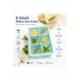 evolis kitchen 1 Adet (6 Bölmeli Büyük Boy Silikon Buz Kalıbı Silikon Kare Buzluk Kokteyl Çok Amaçlı (MAVİ)