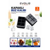 evolis kitchen 1 Adet 6 Bölmeli Büyük Boy Silikon Kapaklı Buz Kalıbı-Silikon Buzluk Kokteyl Sunum Buz Kalılıbı Et Suyu Saklama Kalıbı Buzluk Kalıbı