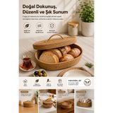 evolis kitchen 1 Adet Kapaklı Jüt Ekmek Sepeti Çok Amaçlı Hasır Düzenleyici Sepet Doğal El Yapımı Organizer