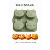 evolis kitchen 1 Adet Mint Yeşili Silikon 4'Li Muffin Kek Kalıbı