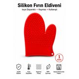 evolis kitchen 1 Adet Silikon Isıya Dayanıklı Yanmaz Yapışma Yapmaz Fırın Eldiveni Kırmızı