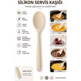 Evolis Kitchen 1 Adet Tekli Isıya Dayanıklı Yanmaz Yapışmaz Kırmızı Silikon Kaşık (Krem)