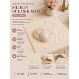 Evolis Kitchen 1Adet Krem Bulaşık Matı Büyük Boy 44 x 33 cm Silikon Bulaşık Kurutma Matı Bulaşıklık Bulaşık Altlığı
