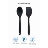 evolis kitchen 2 Adet Isıya Dayanıklı Yanmaz Yapışmaz Silikon Kaşık Ve Spatula Seti