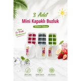 Evolis Kitchen 3 Adet Silikon Bas Çıkar Buzluk 6 Hazneli Kapaklı Yapışmaz Silikon Kokteyl Sunum Buz Kalıbı