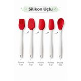 evolis kitchen 5 Adet Isıya Dayanıklı Yanmaz Yapışmaz Kırmızı Silikon Spatula Seti