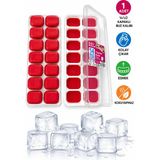 Evolis Kitchen Evolıs Kitchen 14 Bölmeli Yapışmaz Silikon Bas Çıkar Buzluk Buz Kalıbı 1 ADET(25X10) - Kırmızı