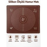 Evolis Kitchen Silikon Hamur Açma Matı, Pizza Baklava Börek Mantı Kek Hamuru Yoğurma Matı 40CMX50CM Kahve