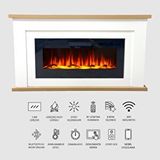 Evoluxe Modern Ahşap Detaylı, Bluetooth, Wifi, 8 Renk Alev Işığı Ve Ses Efektli Elektrikli Şömine Beyaz