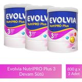 Evolvia NutriPRO Plus 3 Devam Sütü 800 gr x 3 Adet 12 Aydan İtibaren Bebekler İçin Zengin Sütlü İçerik