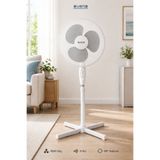 evona 16 İnç Ayaklı Vantilatör Serinletici Soğutucu Fan 45W 3 Kademeli 80° Salınımlı Yükseklik Ayarlı Beyaz