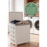 Evonita 100 Litre Çamaşır Sepeti Tekerlekli Katlanabilir Kirli Sepeti Organizer Büyük Boy Yer Kaplamaz - 100 lt - Krem
