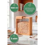 Evonita 1650 ml Bambu Kapaklı Erzak Kabı Bakliyat Saklama Kabı Mutfak Organizer Tekli Saklama Kutusu (3 Adet) - standart - Renkli