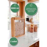 Evonita 2000 ml Bambu Kapaklı Erzak Kabı Bakliyat Saklama Kabı Mutfak Organizer Tekli Saklama Kutusu (2 Adet) - standart - Renkli