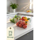 EVONİTA 2’li Set XX-Large Şeffaf Buzdolabı Düzenleyici Saklama Kutusu Sebze Meyve Organizer