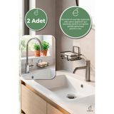 EVONİTA 2li Yapışkanlı Sabunluk Metal Katı Sabunluk Siyah Banyo Mutfak Lavabo Organizer Seti