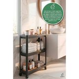 Evonita 3 Katlı Tekerlekli Banyo Rafı Organizer Mutfak Düzenleyici Çok Amaçlı Servis Arabası - Siyah - standart