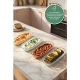 EVONİTA 4 lü Cam Kayık Sunum Tabağı Şeffaf Servis Tabağı Kahvaltılık Meze Çerez Tabak Oval Şık