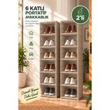 Evonita 6 Katlı Portatif Ayakkabılık – Modüler, Şeffaf Kapaklı ve Pratik Ayakkabı Dolabı
