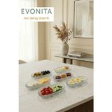 EVONİTA 6’lı Oval Cam Kahvaltılık Seti Meze Sunum Tabağı Şeffaf Servis Tabakları Çerezlik Atıştırmalık
