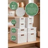 Evonita 8 Li Kapaklı Saklama Kutusu Seti 20 Lt 12 Lt 4 Lt Çok Amaçlı Organizer Plastik Kutu - Renkli - standart