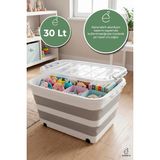 Evonita Katlanır Saklama Kutusu 30 Lt Tekerlekli Kapaklı Kilitli Organizer Akordiyon Yer Kaplamaz - standart - Şeffaf