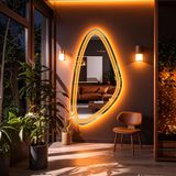 Evonna Led'li Lazer Kumlamalı Lavabo & Banyo Aynası (Dokunmatik Sensörlü) amber ledli 80 x 40
