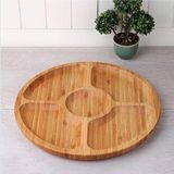 Evonox Bambu 25CM Yuvarlak 5 Bölmeli Sunum Tabağı Bambu Daire Sunum Tabağı