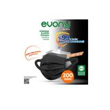 Evony 3 Katlı Yumuşak Elastik Kulaklı 200 Adet Siyah Maske