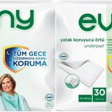 Evony Yetişkin Bel Bantlı Tekstil Yüzey L Büyük 30 Adet Hasta Bezi+30 Adet Yatak Koruyucu Örtü