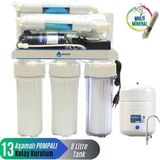 Evora 13 Aşamalı Açık Kasa Pompalı Su Arıtma Cihazı 8 Litre Kapasite ile Tezgah Altı Kullanım