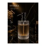 EVORRA LİVİNG Çizgili Cam Sıvı Sabunluk 400 ml Siyah Pompalı Cam Sabunluk
