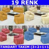 Evory Home Bürümcük Standart Bordo (3+2+1+1) Koltuk Örtüsü