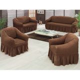 Evory Home Bürümcük Standart Kahverengi (3+2+1+1) Koltuk Örtüsü