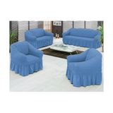 Evory Home Bürümcük Standart Mavi (3+2+1+1) Koltuk Örtüsü