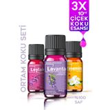 Evove Cosmetics Efsane Çiçekler Oda Kokusu %100 Saf & Doğal 3'lü Set 3x10ml Aromatik Esansiyel Uçucu Yağ Buhardanlık