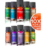 Evove Oda Kokusu Seti 10'lu Esansiyel Uçucu Yağ Buhurdanlık Yağı Difüzör Esansı Aromaterapi Ortam Kokusu 10X10=100 ml