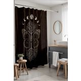 EVPANYA Banyo Perdesi, Ağaçlı Kelebek Ve Ay Döngüsü Desenli Duş Perdesi, Küvet Perdesi 175x200cm