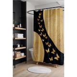 EVPANYA Banyo Perdesi, Altın Kelebekler Desenli Duş Perdesi, Küvet Perdesi 175x200cm