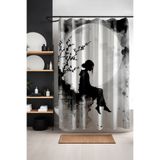 EVPANYA Banyo Perdesi, Ay Işığında Yalnızlık Desenli Duş Perdesi, Küvet Perdesi 175x200cm