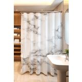 EVPANYA Banyo Perdesi, Beyaz Mermer Desenli Duş Perdesi, Küvet Perdesi 175x200cm