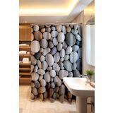 EVPANYA Banyo Perdesi, Beyaz Taşlar Desenli Duş Perdesi, Küvet Perdesi 175x200cm