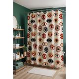 EVPANYA Banyo Perdesi, Binbir Bakış Desenli Duş Perdesi, Küvet Perdesi 175x200cm
