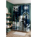 EVPANYA Banyo Perdesi, Bohem İndigo Güneşler Desenli Duş Perdesi, Küvet Perdesi 175x200cm