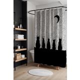 EVPANYA Banyo Perdesi, Bohem Kedi Kardeşler Desenli Duş Perdesi, Küvet Perdesi 175x200cm
