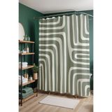 EVPANYA Banyo Perdesi, Bohem Pudra Yeşil Çizgiler Desenli Duş Perdesi, Küvet Perdesi 175x200cm