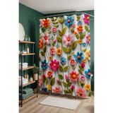 EVPANYA Banyo Perdesi, Çiçek Tarlası Desenli Duş Perdesi, Küvet Perdesi 175x200cm