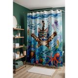 EVPANYA Banyo Perdesi, Dalgıç Kedi Desenli Duş Perdesi, Küvet Perdesi 175x200cm